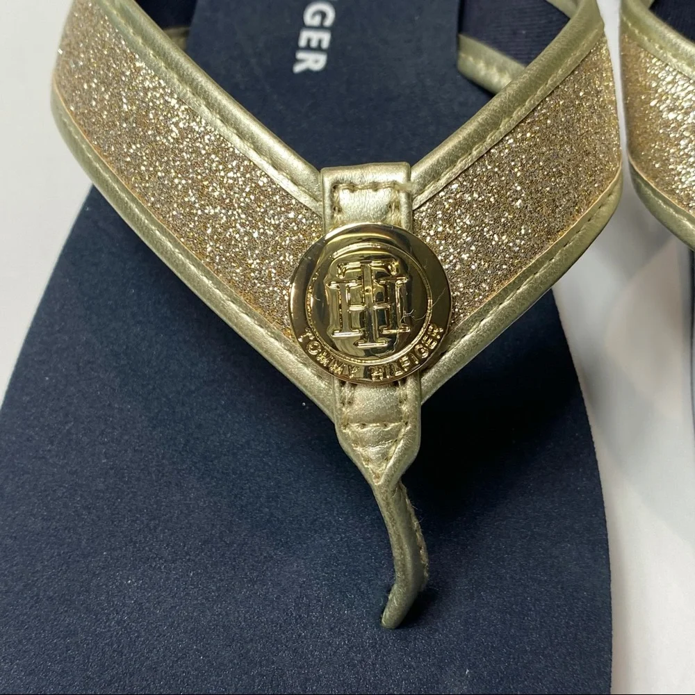 Tommy Hilfiger Gold Flip Flop Sandals NEW!!